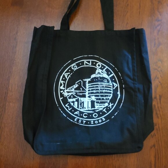 Magnolia Waco TX Black Canvas Tote and NWT White Tea Towel - Picture 6 of 12